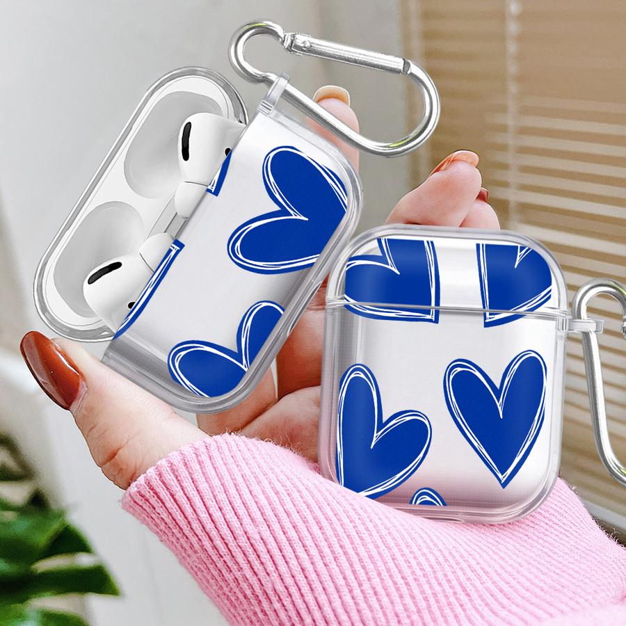 Clear Earphone Cases Cover Case For Airpods Pro3 2 3 Pro2 4 Pro 1 Pink And Blue Heart