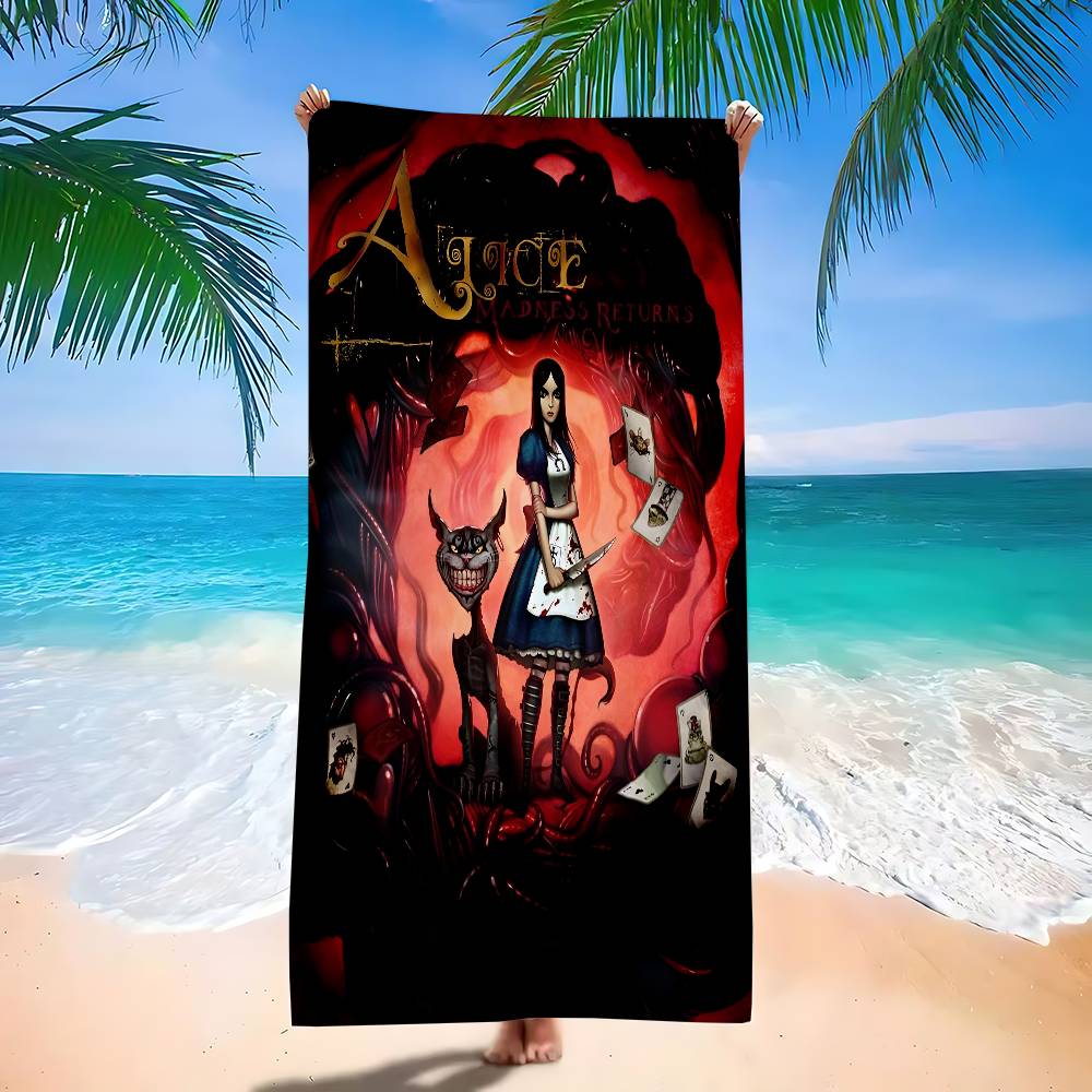 A-Alice M-Madness R-Returns Anime Beach Swimming Towel Soft Absorbent Washcloth Children's Gifts for Kids Travel Camping Gym
