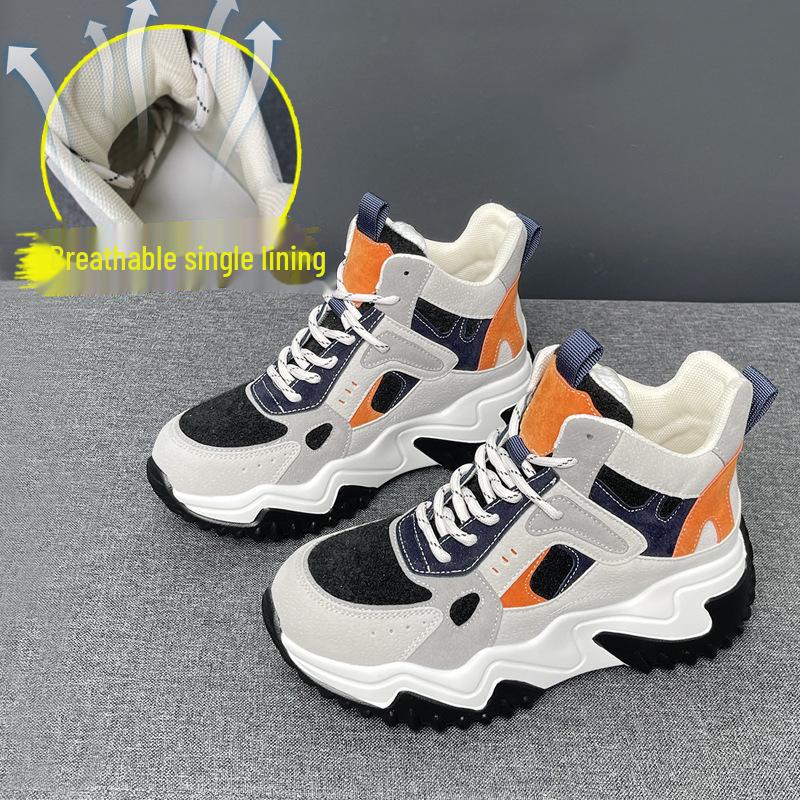 

Женские туфли для папы в корейском стиле из натуральной кожи: Тенденция осени/зимы 2023 года, универсальные бархатные ботинки, толстая подошва, внутренняя высота, повседневные зимние ботинки