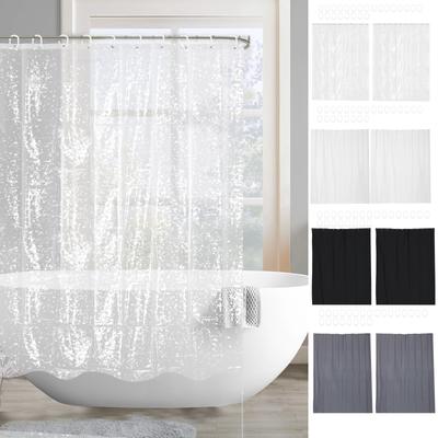 Cortina de chuveiro PEVA à prova d'água de plástico transparente para banho, cortinas de banheiro transparentes/coloridas, antimofo, luxo para casa com ganchos