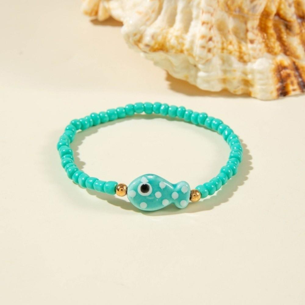 Cute Bohemian Ocean Bracelet Sea Series Beach Bangle Funny Fish Pendant Bracelet Girls Couple Gift
