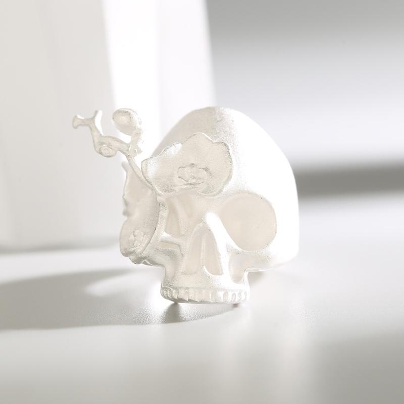 Gothic Flower Embellished Skull Rings Stylish Skull and Blooming Rings Alloy Crafted Adjustable Rings for All Fingers