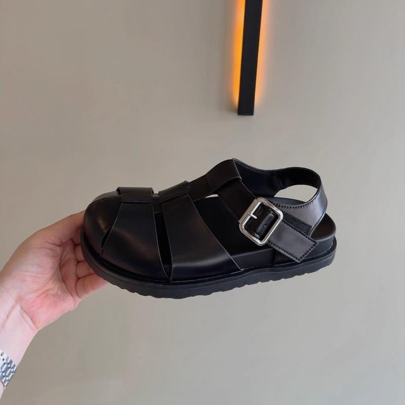 Leather Big Head Woven Hollow Sandals Women's Summer New Thick-soled Velcro Pig Cage Shoes