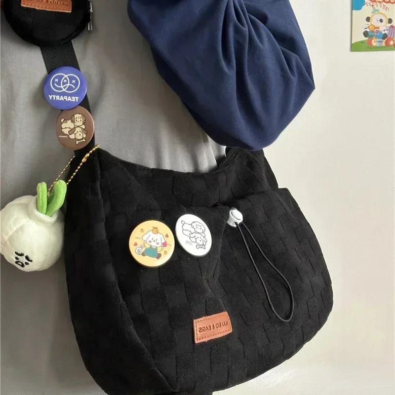 Fritidsstil College Crossbody-veske Ny Søt Motedesigner Håndveske Ensfarget Rutete Trykk Stor Kapasitet Skulderveske
