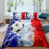 3D Football King Queen Duvet Cover Soccer Bedding Set For Kids Teens Boys Ball Sports White Red 2/3pcs Polyester Quilt Cover