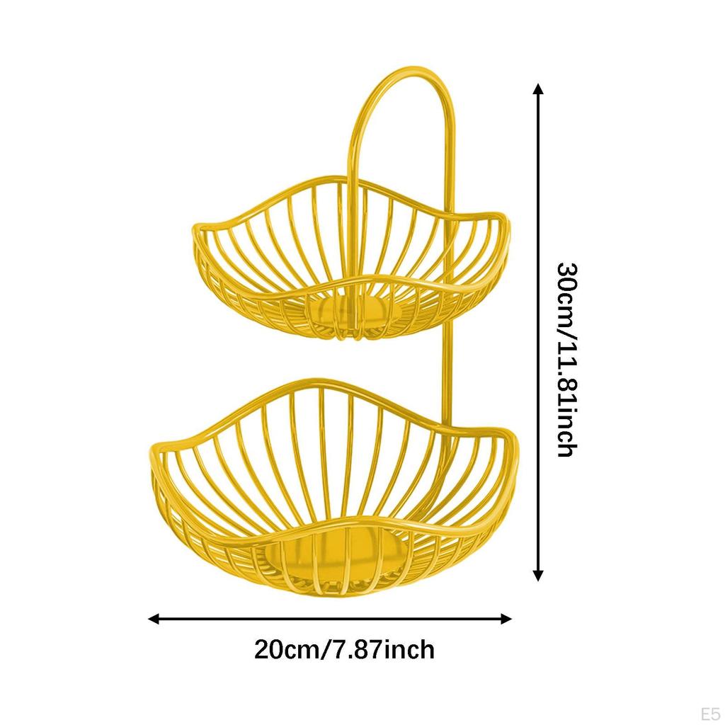 2 Tier Fruit Basket Bowl Bread Onion Garlic Holder Vegetable Stand for Dining Room