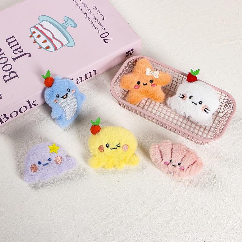 Cartoon Marine Animal Plush Brooch & Hair Clip Ornaments