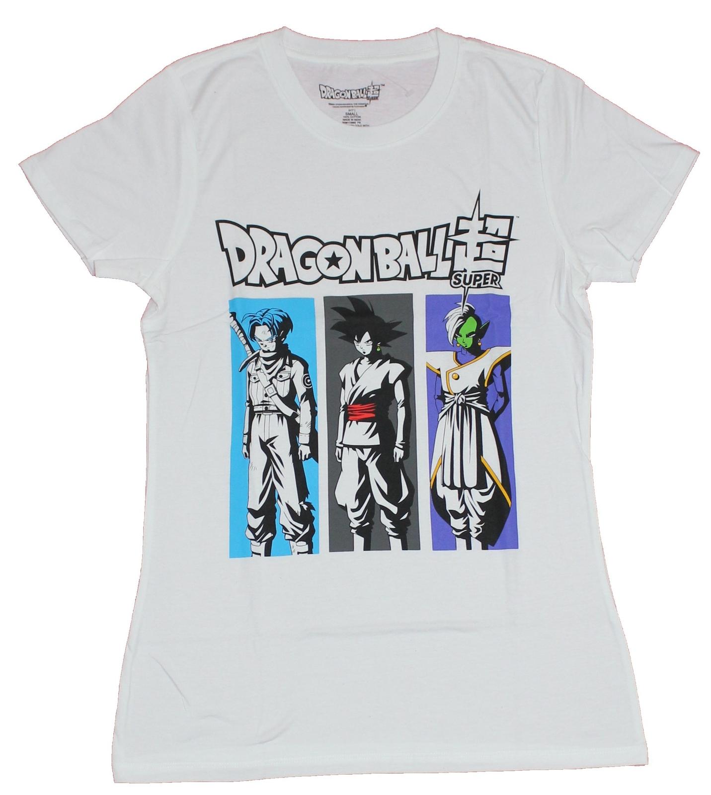 Dragon Ball Z Super Girls Juniors T-Shirt - Trunks Goku and Zamasu Panels M