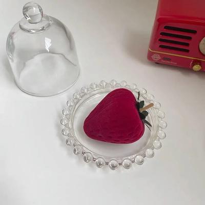 Korean Sweet Red Velvet Strawberry Rings for Girl Women Romantic Ring with Box Wedding Party Decor Cute Strawberry Accessories