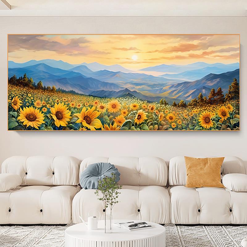 Sunflower Wall Art: Elegant Aluminum Alloy Frame for Living Room Décor