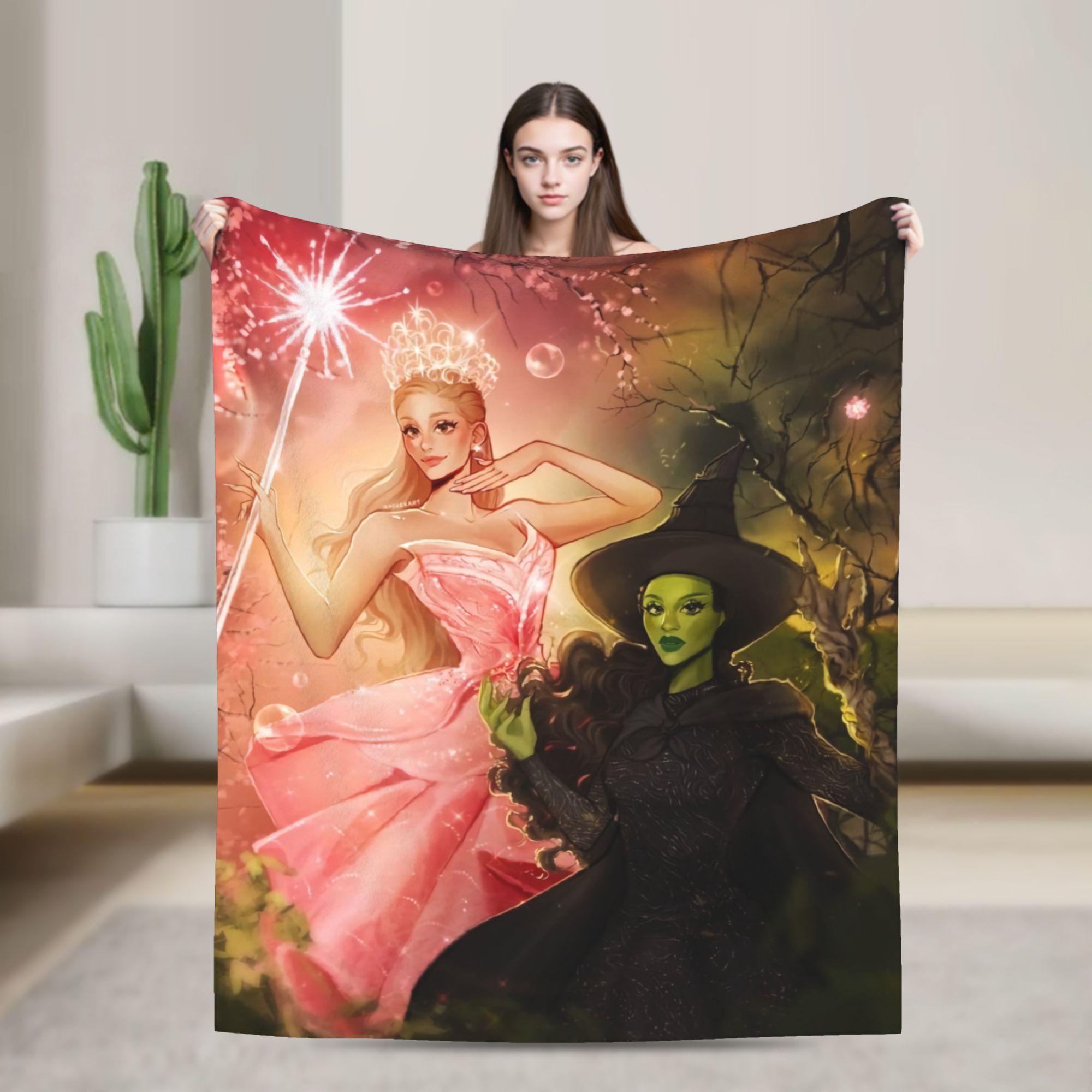 Wicked 2 Musical Movie Glinda Poster Warm Blankets Plush Throw Blanket Graphic Living Room Flannel Bedspread Sofa Bed Cover 75x90cm