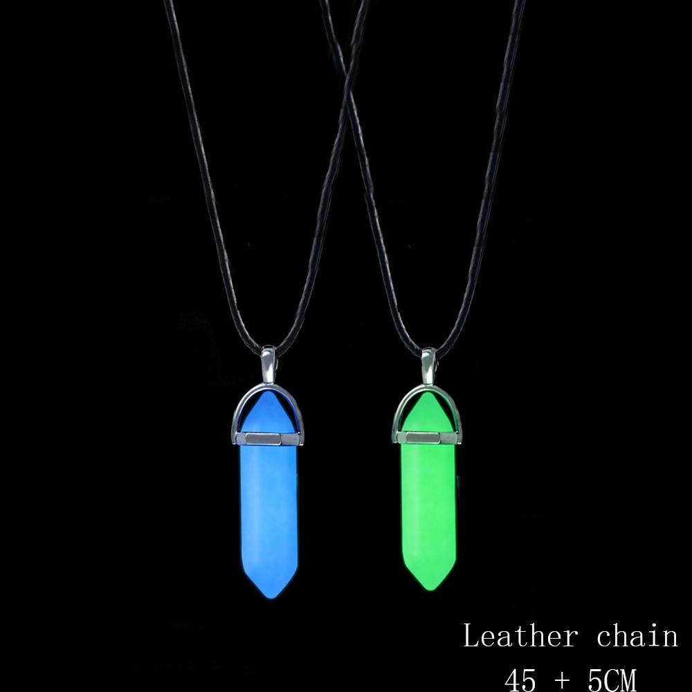 2 Stück/Set Leuchtende Sechseckige Säule Herz Anhänger Partner Magnetische Halskette Naturstein Geometrischer Anhänger Halskette Schmuck Geschenke
