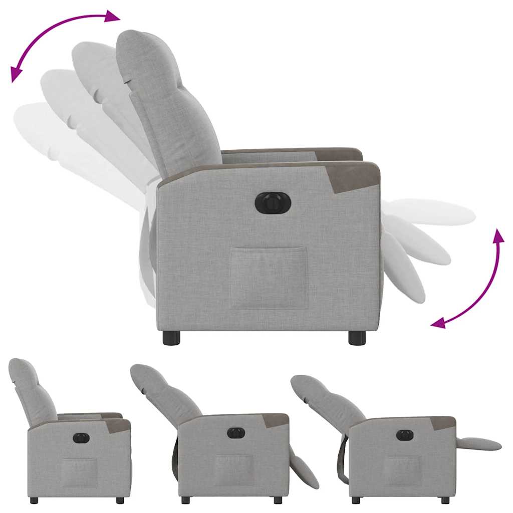 Electric Recliner Chair Cloud Gray Fabric