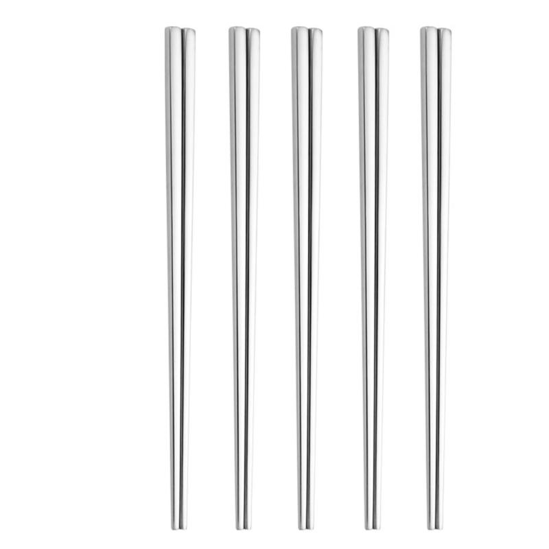 5 Pairs Titaniums Coated Stainless Steel Chopsticks Dishwasher Safe Food Grade Materials Tableware Dinnerware