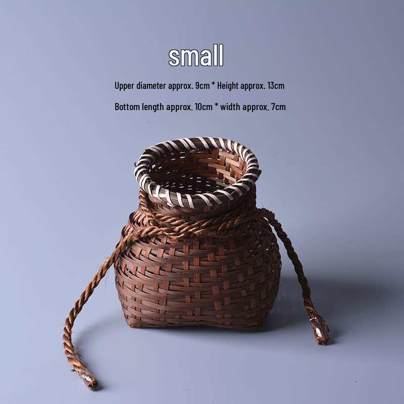 Handmade Small Bamboo Woven Basket for Tea Picking, Storage, or Artistic Dance Performance
