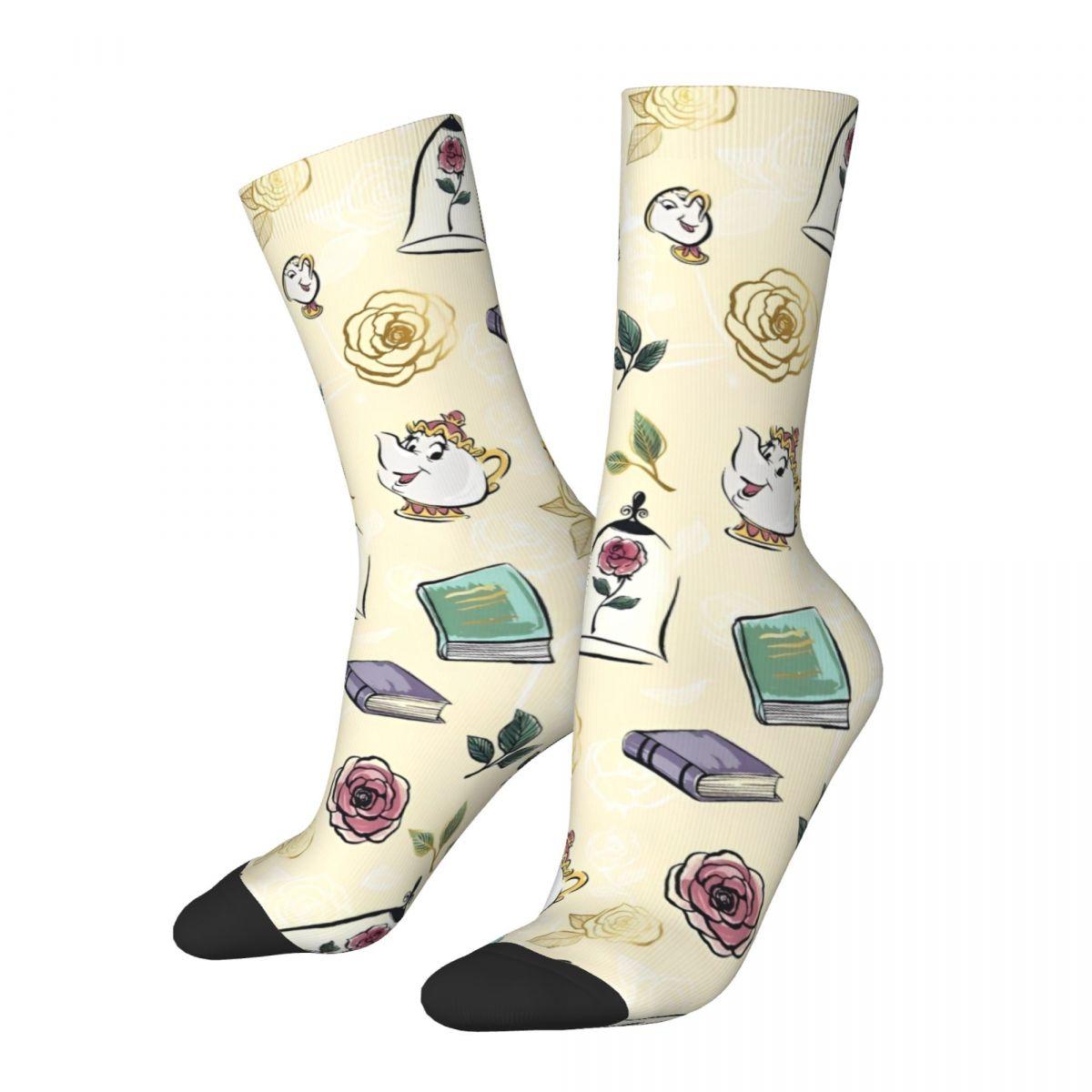 

Красавица и чудовище коллаж чулки дизайн Harajuku носки осенние нескользящие носки пара уличные мягкие дышащие носки One Size