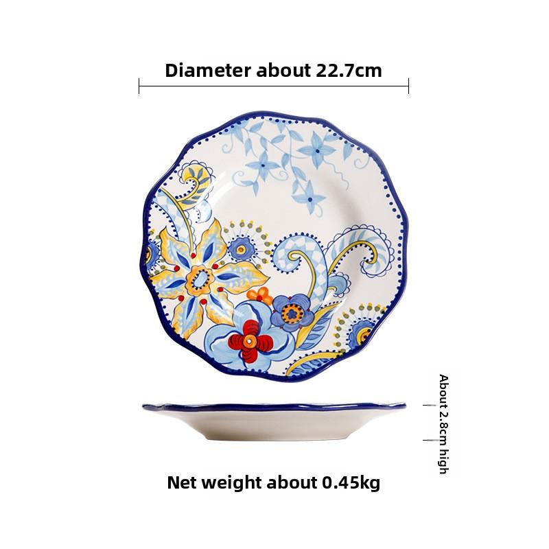 Hand Painted Ceramic Steak Plate Creative Irregular Western Dish Salad Plate Home Decor