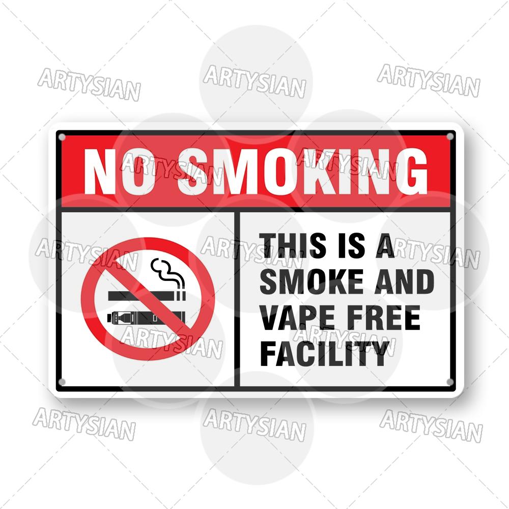 No Smoking Metal Sign No Vaping Smoke-Free Zone Smoking Permitted Plaque Auahi Kore Designated Smoking Area No Open Flames