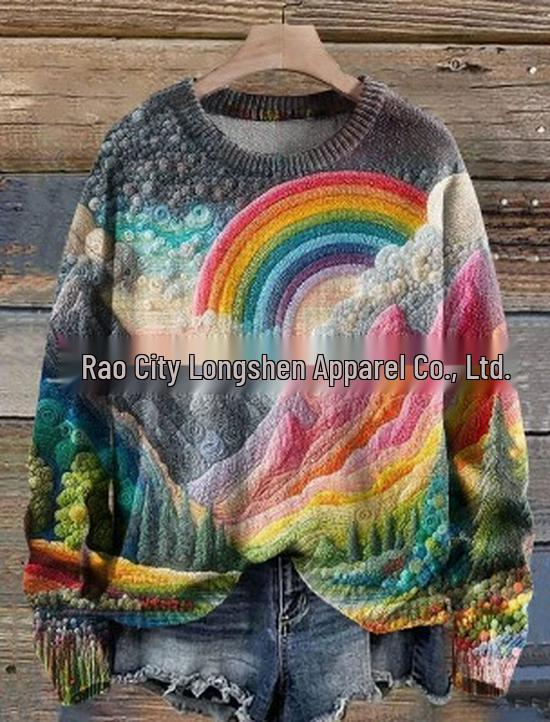 2025 3D Printed Loose Round Neck Sweatshirt - European & American Autumn Collection