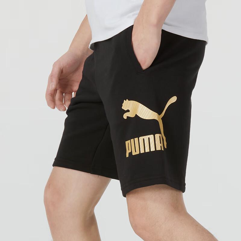 Puma Letter Logo Print Lace-Up Straight Casual Shorts Unisex Bottoms Black 626881-01