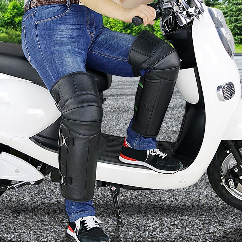 Motorcycle Knee Pads Adjustable Wool Motorcycle Knee Shin Guards Windproof Leg Gaiter Knee Brace Guards Leggings Covers For