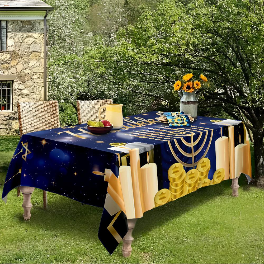 Jewish Pattern Rectangle Table Cloth for Table Decor Home Kitchen Dining Waterproof Reusable Tablecloth for Tables Dining Room