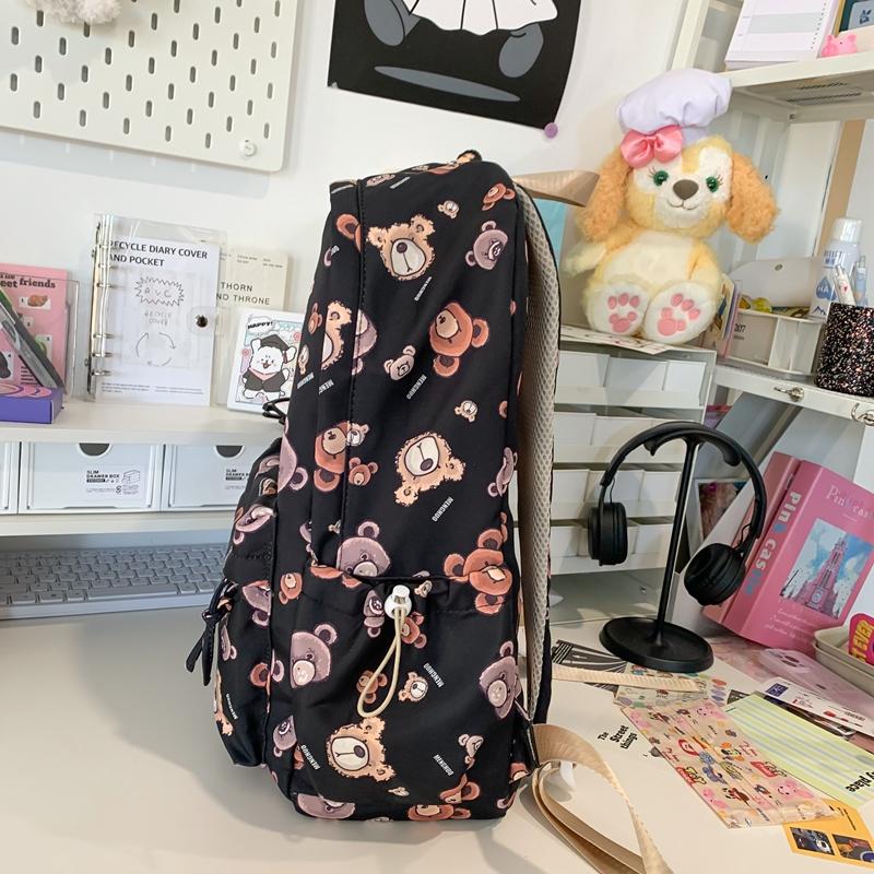 Bear Print Large Capacity Backpack Children Book Bag Cute Student Schoolbag