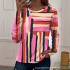New Geometric Splicing Long-sleeved T-shirt Women's, Round Neck Loose and Thin Bottoming Shirt Commuter Versatile Top