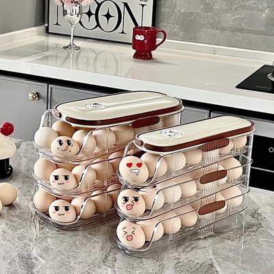 Egg Storage Box, Fridge Door Organizer, Food-Grade Rolling Freshness Tray