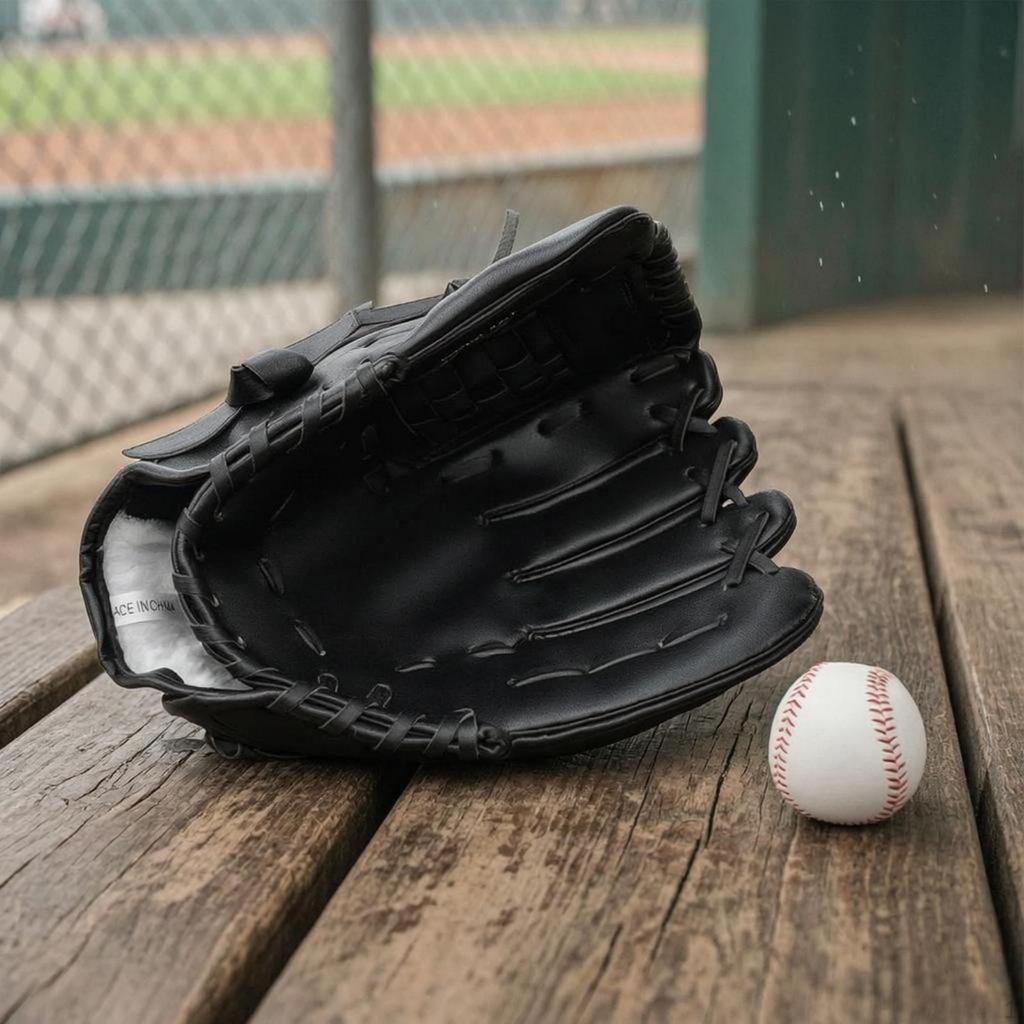 Baseball Glove PU Leather Fielding Deep Pocket Athletic Gear 10.5 Brown W Ball