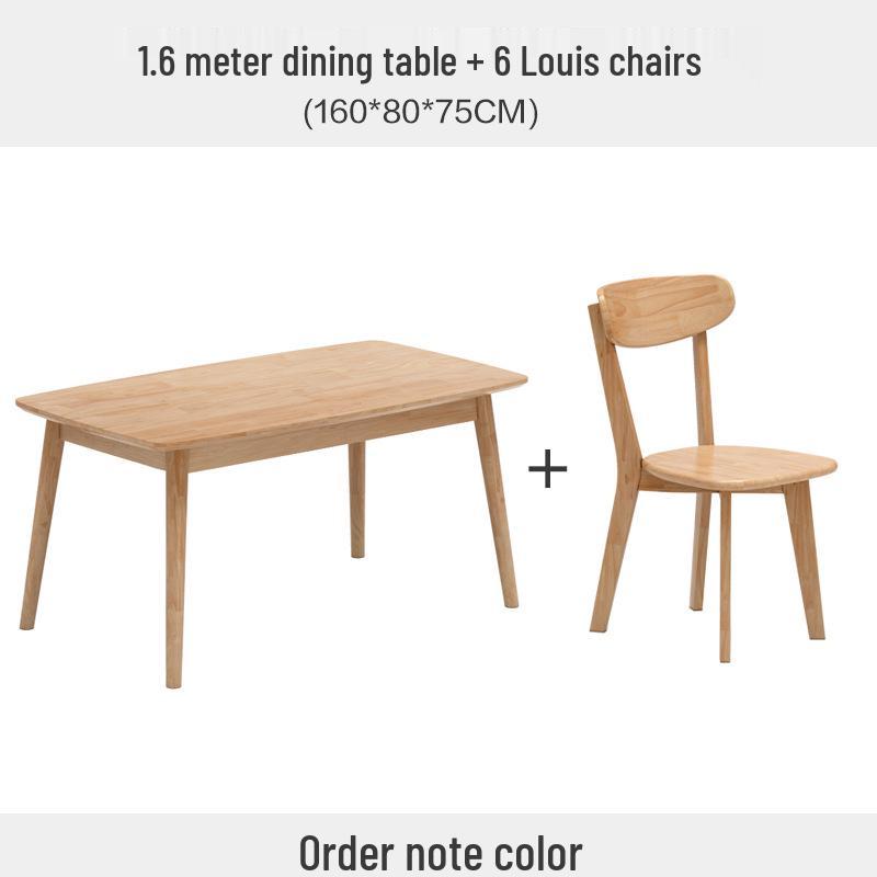 Nordic Oak Dining Table Set - Log Style for Home, Small Apartment, Restaurant, or Homestay. Square Solid Wood Table with Chairs.