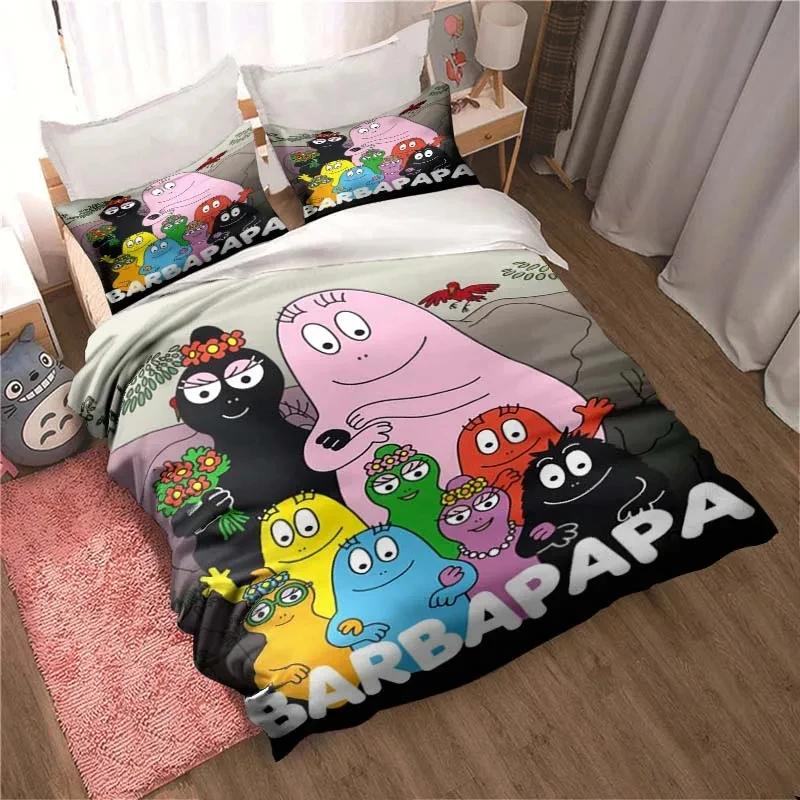 Les Barbapapa Family Cartoon 3 Piece Bedding Set Twin Duvet Cover Set All Season Quilt Cover  Bedding Set Twin Single Boys