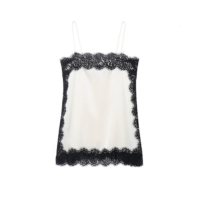 Women Satin Lace Camisole Top Sleeveless Spaghetti Strap Silk Lace Trim Cami Top 2026 Summer Sexy Tank Top Streewear