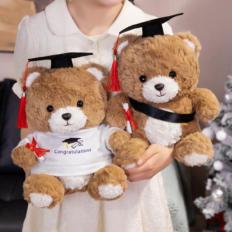 Graduation Teddy Bear Plush Toy - Cute Dr. Cake Bear Stuffed Animal Gift for Girls' Birthday