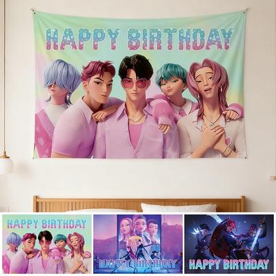 Kpop Ddemon Hunters Poster Wall Decoration Hanging Decoration Girl Bedroom Wall Decor Party Background Cloth Hanging Painting
