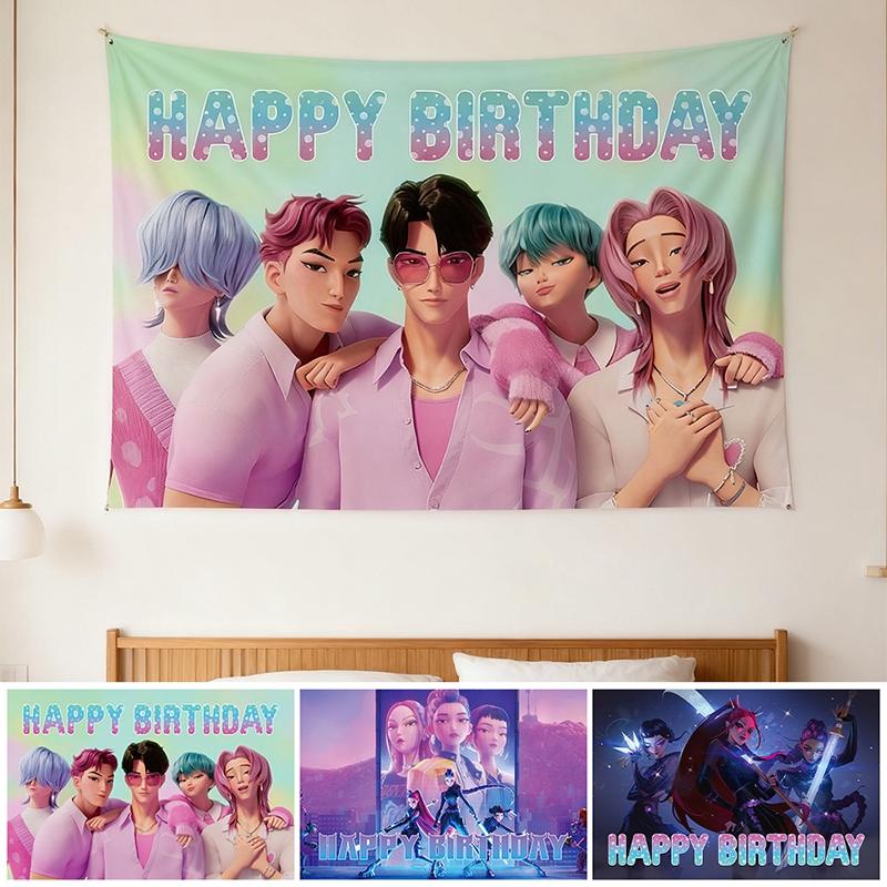 Kpop Ddemon Hunters Poster Wall Decoration Hanging Decoration Girl Bedroom Wall Decor Party Background Cloth Hanging Painting