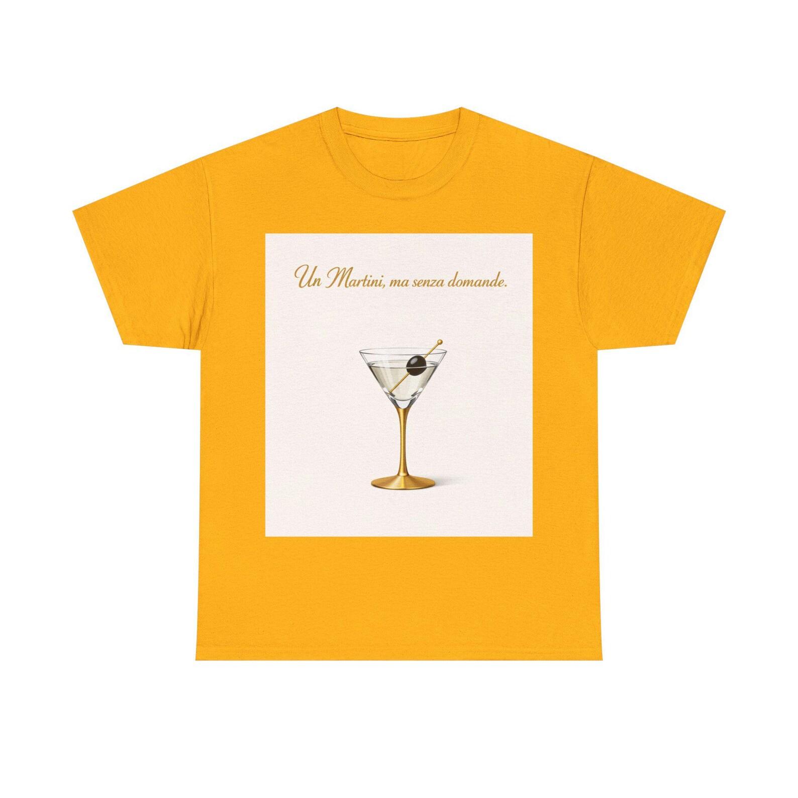 Martini Glass Illustration Tee | Martini, Olive, Gold Stem 3XL