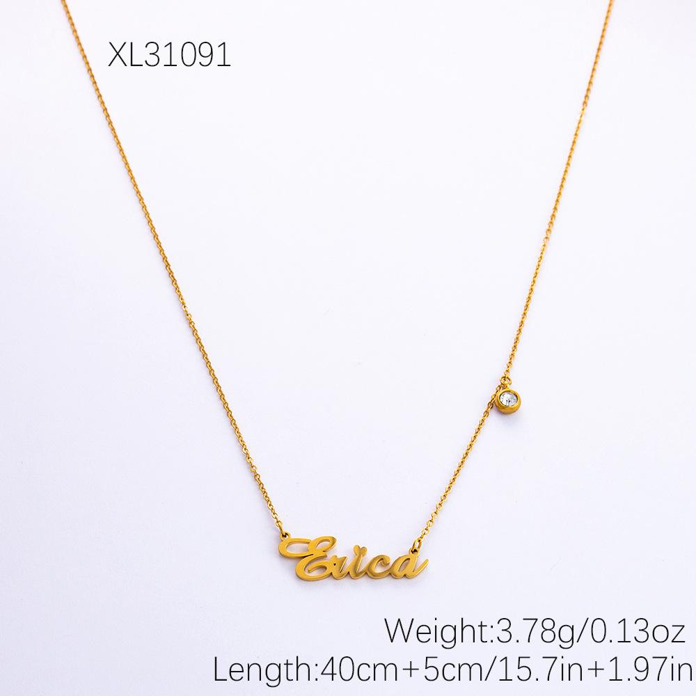 One Piece Customization] Stainless Steel Name Letter Necklace Customize Electroplated 18K Gold PVD Plated Necklace Woman 18inches(45.72cm)