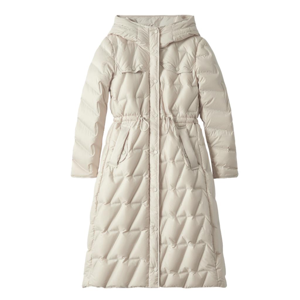 Korean version of the new fashionable thickened down jacket for women's medium and long models, over the knee, lengthened waist and thin warm jacket