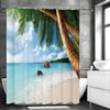 Ocean Beach Coconut Tree Shower Curtain, Bathroom Decorative Shower Curtain, Waterproof Shower Curtain with Hooks