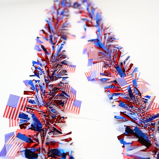 Amerikaanse Vlag Tinsel Sterren Strepen Print Glanzend Onafhankelijkheidsdag Wanddecoratie Feestdecoratie Patriotische Tinsel Amerikaanse Vlaggen Slingers Feestartikelen