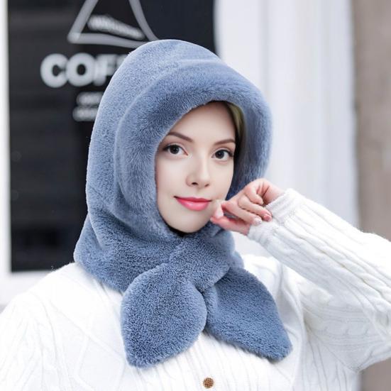 Women Hat Solid Color Elastic Knitted Warm Winter Hat With Scarf Outdoor