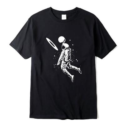 Herren T-Shirt Hohe Qualität 100% Baumwolle Lustiger Mond Astronaut Print Sommer Lässig Locker Herren T-Shirt O-Ausschnitt Herren T-Shirt Tees Tops