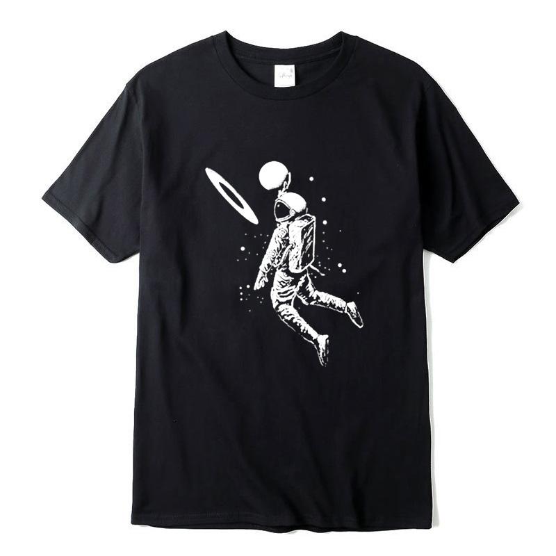Herr T-shirt Hög Kvalitet 100% Bomull Roligt Månastronauttryck Sommar Casual Lös Herr T-shirt O-hals Herr T-shirt Tees Toppar