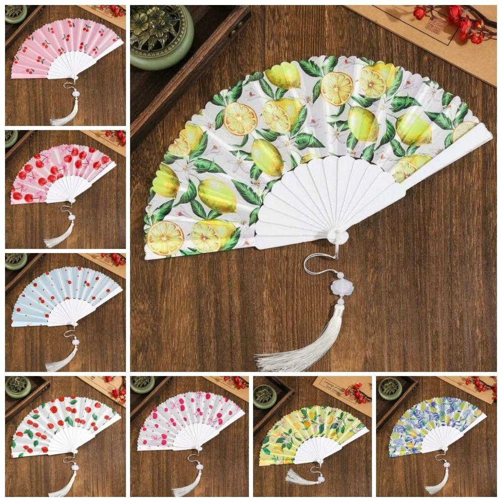 Ventilateur à main pliable motif fruits Design cerise Ventilateur rafraîchissant Ventilateur à main décoratif Utilisation estivale
