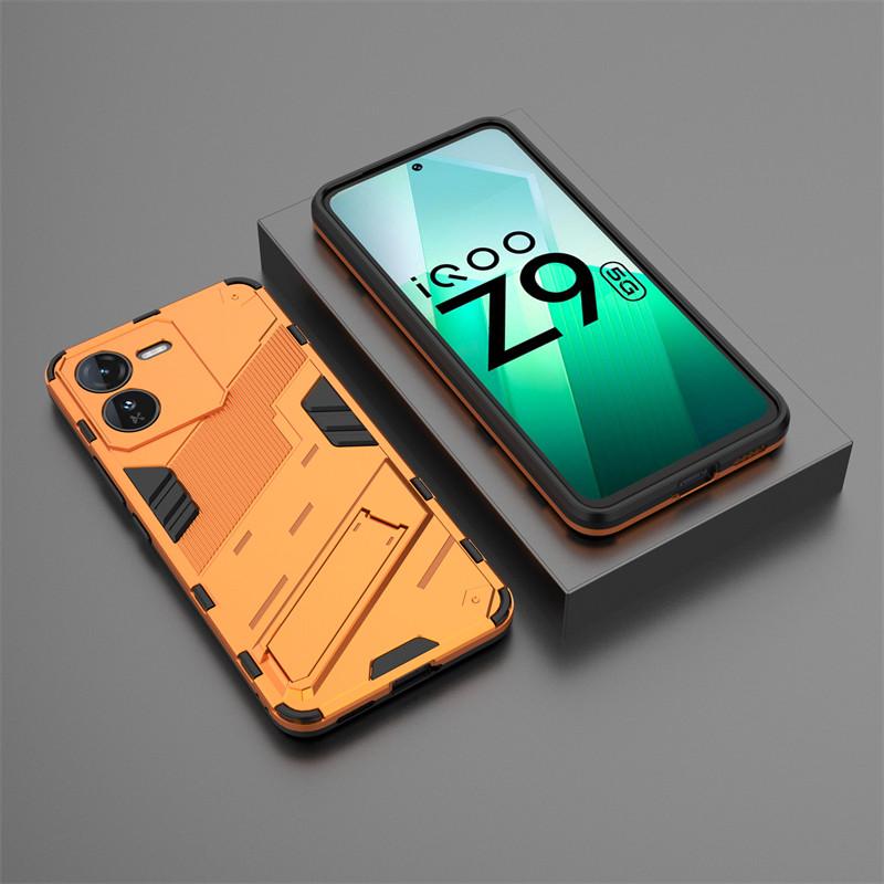 For IQOO Z9 5G Case IQOO Z9 5G Cover Shockproof TPU Armor PC Silicone Stand Holder Protective Phone Back Cover For IQOO Z9 5G