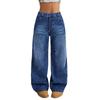 Girls' Fashionable Loose-fitting Wide-leg Denim Pants, Spring-autumn Children's Casual Straight-leg Denim Pants