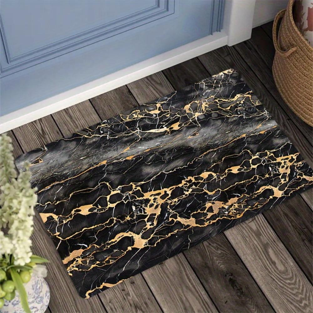 Black Marble Pattern Kitchen Mat Thickened Non Slip Durable Entrance Doormat Living Room Porch Home Decor Floor Rug 1PC