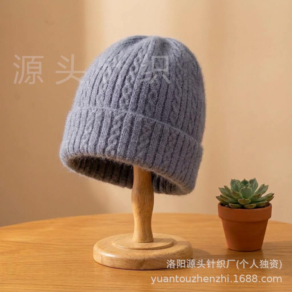 Autumn and winter new velvet thickened men's and women's warm windproof and cold wool knitted hat solid color cold hat