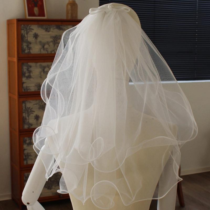 Bowknot Veil for Bride Bridesmaids Wedding Ceremony Veil Wedding Dress Headpiece for Bachelorette Party Bridal Shower